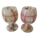 Pair of mini vases in veined pink alabaster
