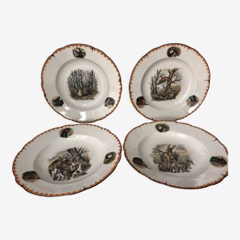 Lot de 4 assiettes motif animaux de la forêt