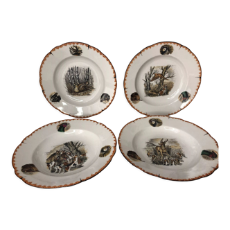 Lot de 4 assiettes motif animaux de la forêt