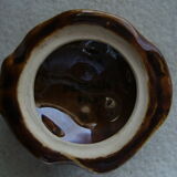 Signed ceramic mustard pot in the shape of a cep