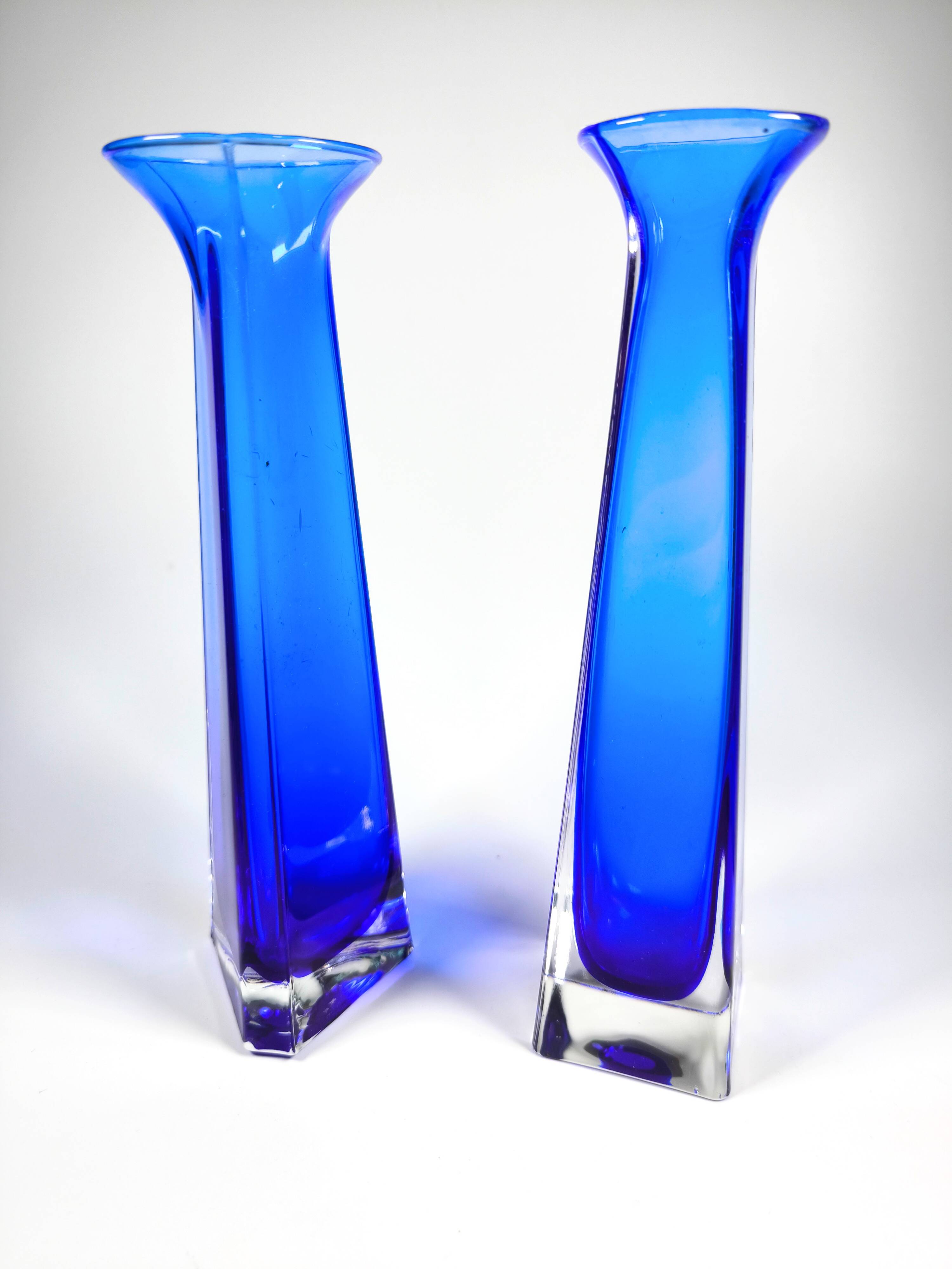 Murano Crystal Jarrones Sommerso Azul Cobalto