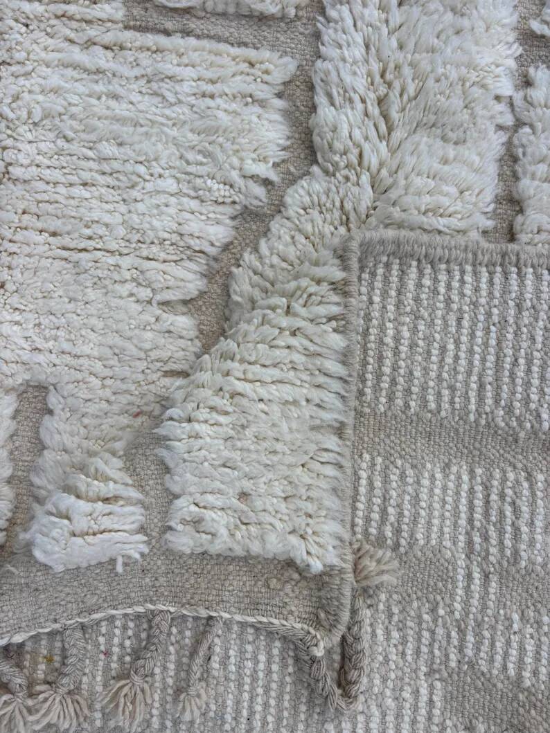Tapis marocain beni ourain en laine 200x300 cm– grand tapis berbère – Tapis Berbère fait main en laine – décoration salon bohème chic