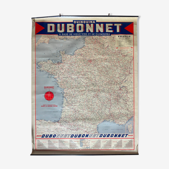 Affiche originale "Carte de France Dubonnet Quinquina" 70x90cm 1960