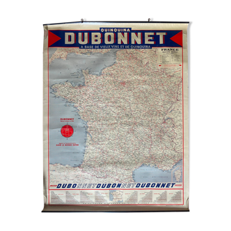 Affiche originale "Carte de France Dubonnet Quinquina" 70x90cm 1960