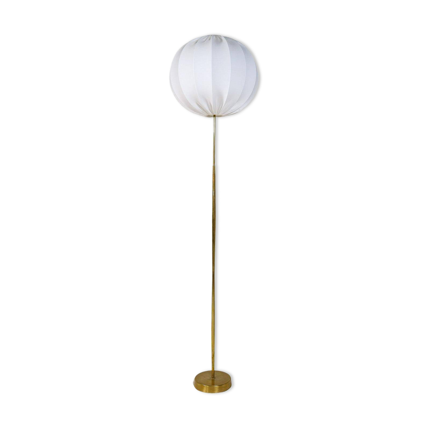 Modern mid-century brass floor lamp ASEA with round cotton shade, Sweden, 1960s