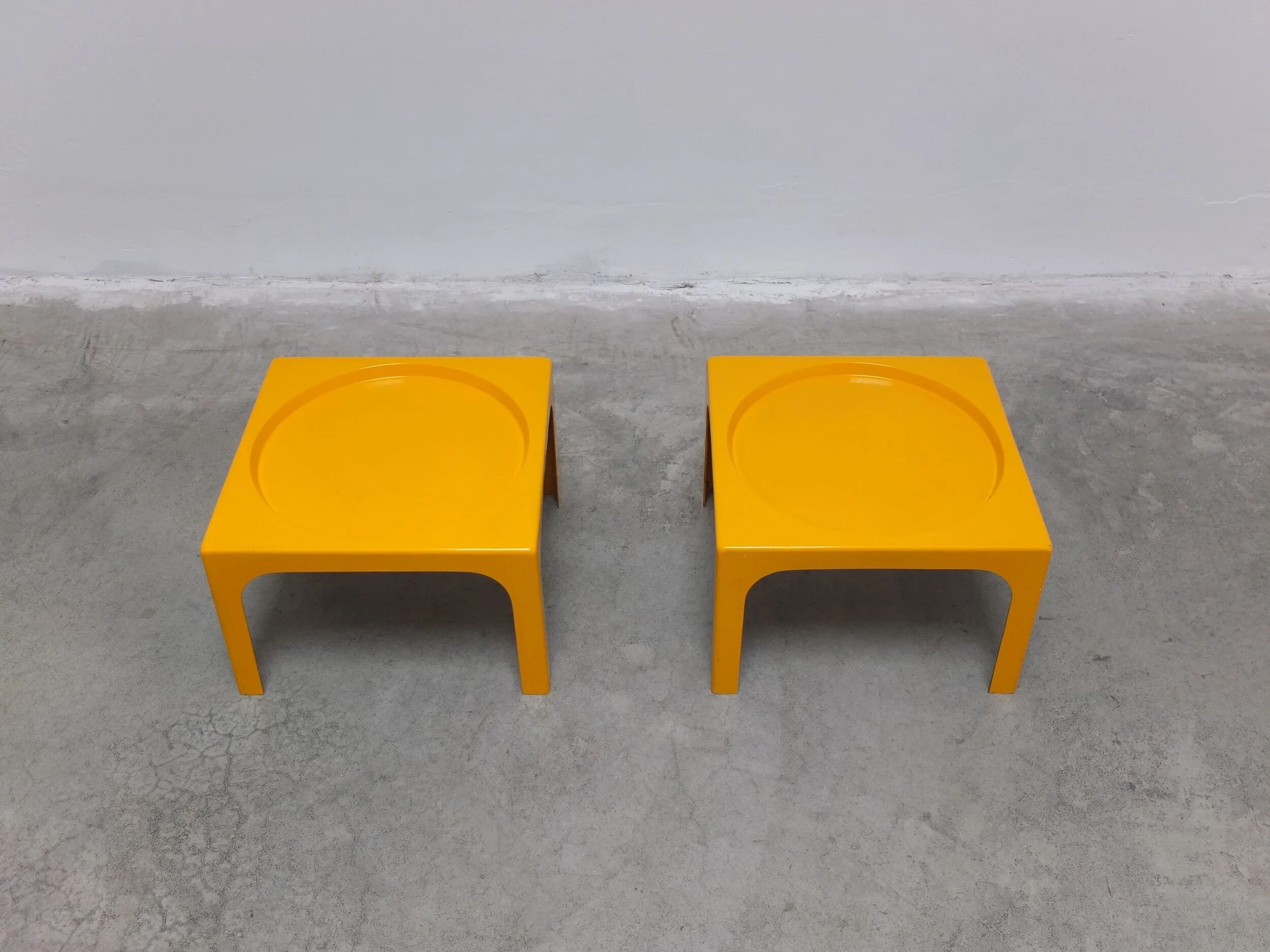 Pair of fiberglass side tables by Marc Berthier for Prisunic, 1970s