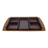 Vereco - Service A Appetizer Vintage Amber Tempered Glass Aperitif + Tray