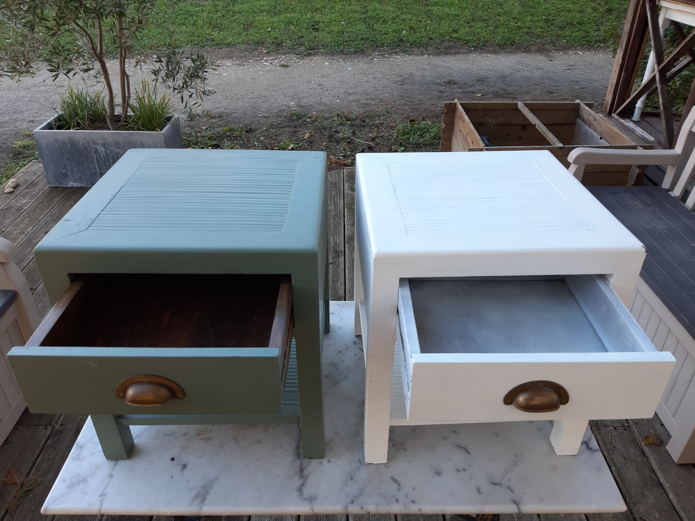 Wooden bedside table