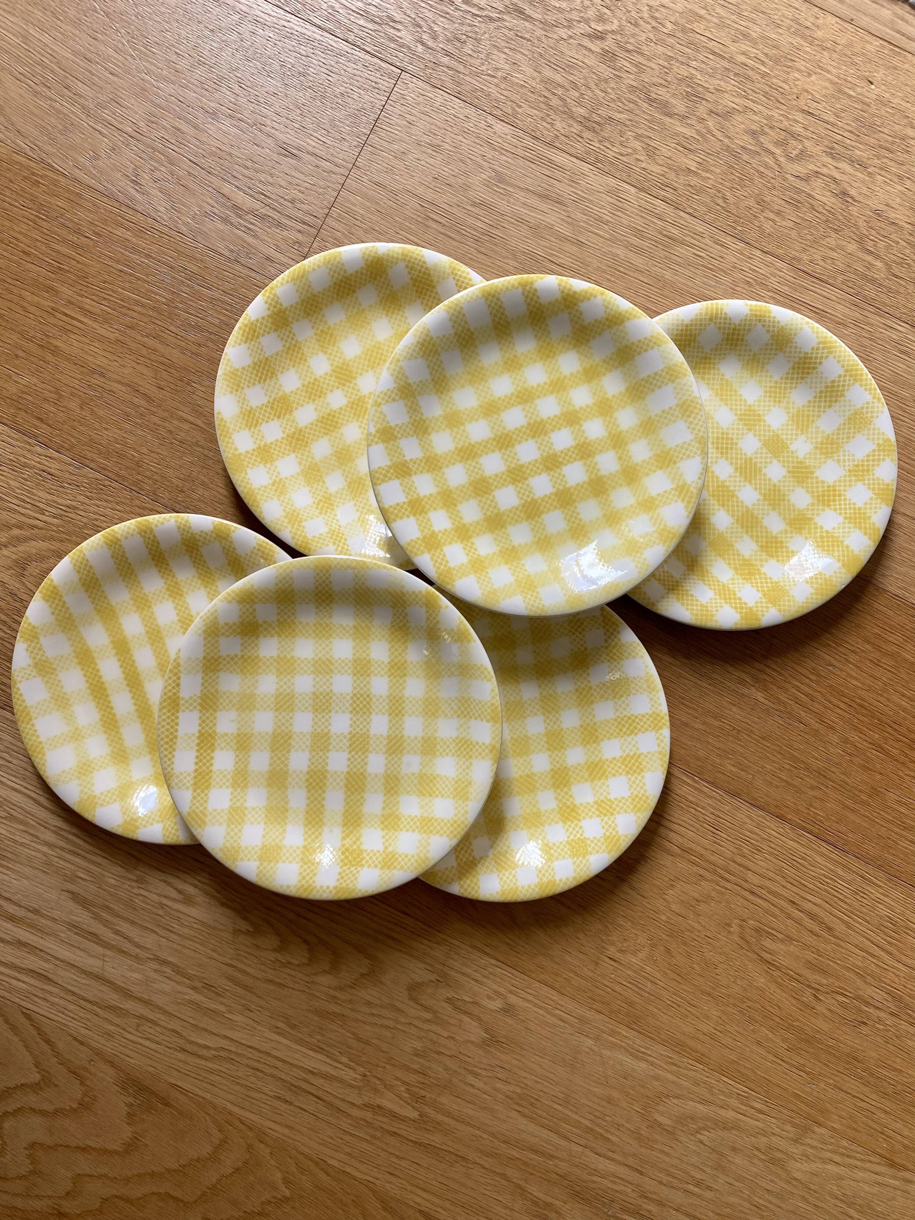 6 plates with starter or dessert Salins model Saint Raphaël yellow