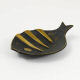 Brass fish ashtray by Walter Bosse, mid-century Herta Baller, Austria, 1950s.