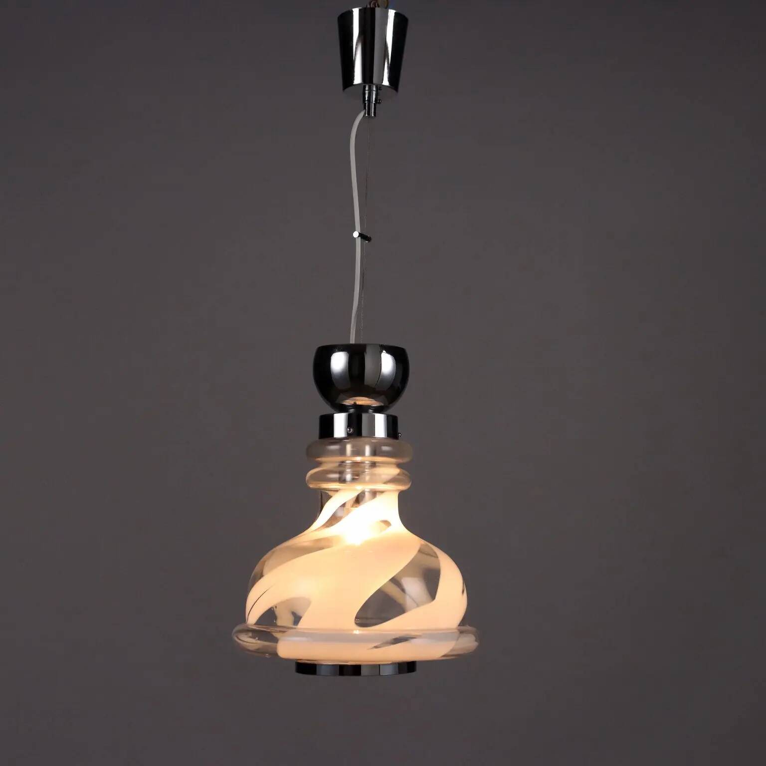 1970s vintage suspension in glass and metal, Italy