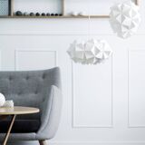 Large Japanese Style Hand-folded White Paper Pendant Light "Amaea", Sonobe Light