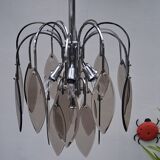 Italian chrome & smoked glass pendant light
