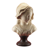 Bust of a young girl in terracotta painted and signed, period early xx th