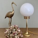 Vintage globe table lamp in white opaline