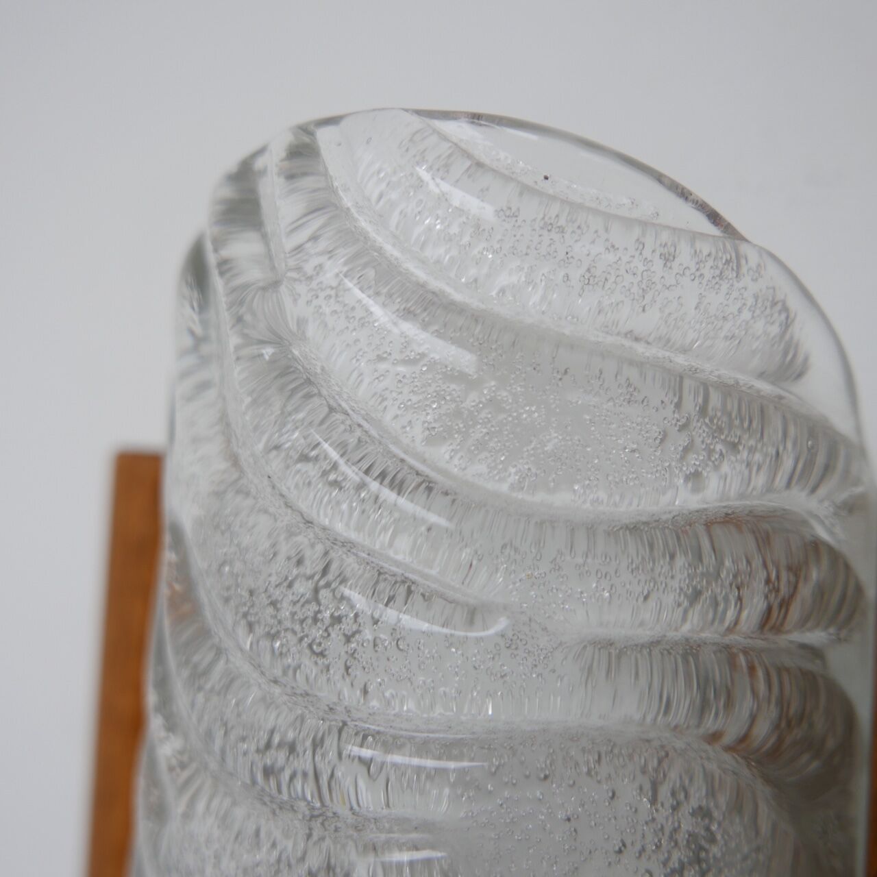 Mid-century glass and oak belgium wall light