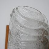Applique murale en verre et chêne du milieu du siècle
