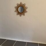 Vintage rattan sun mirror