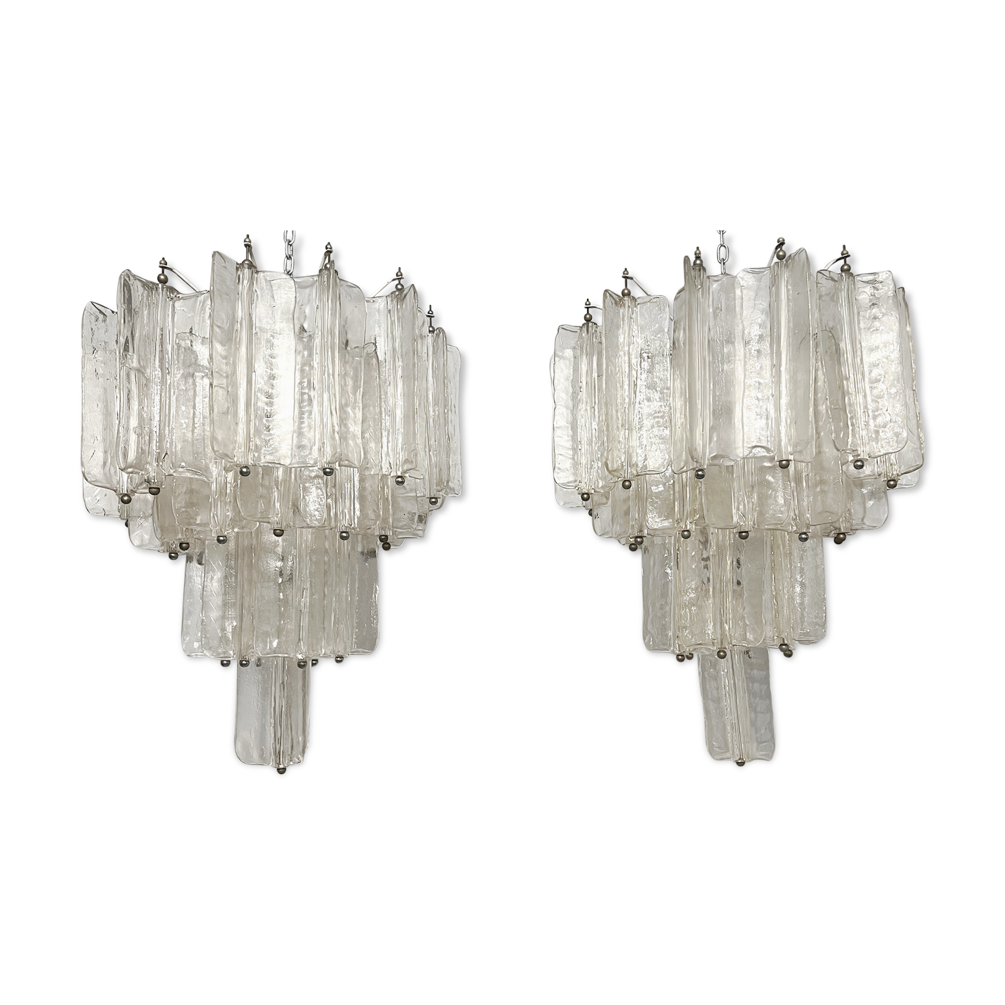 Pair of Murano glass chandeliers by Toni Zuccheri for Venini