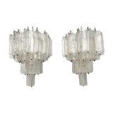 Pair of Murano glass chandeliers by Toni Zuccheri for Venini