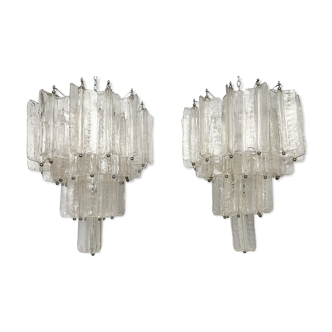 Pair of Murano glass chandeliers by Toni Zuccheri for Venini