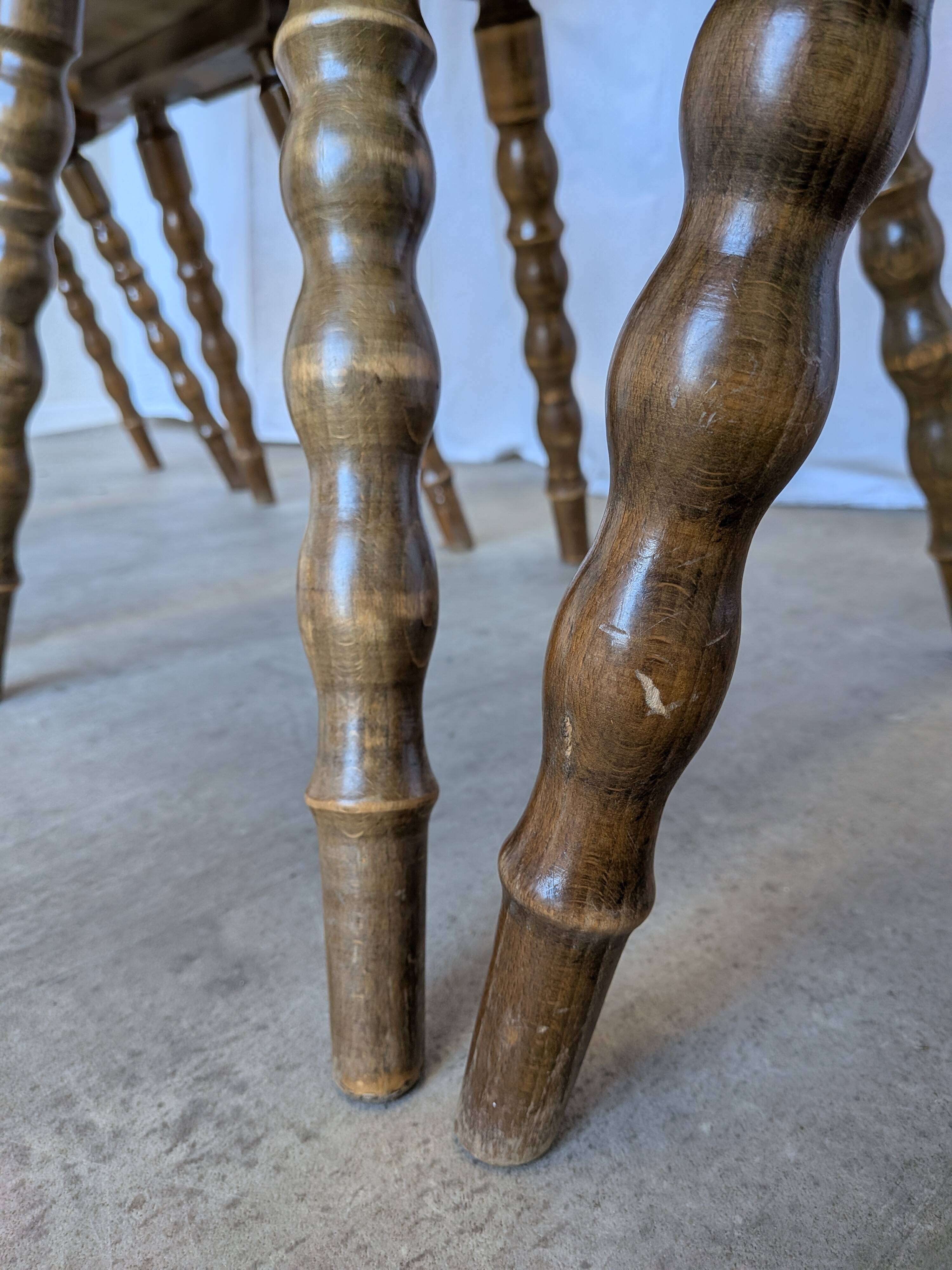 Set of 4 Vintage Tyrolean Heart Cutout Wooden Dining Chairs