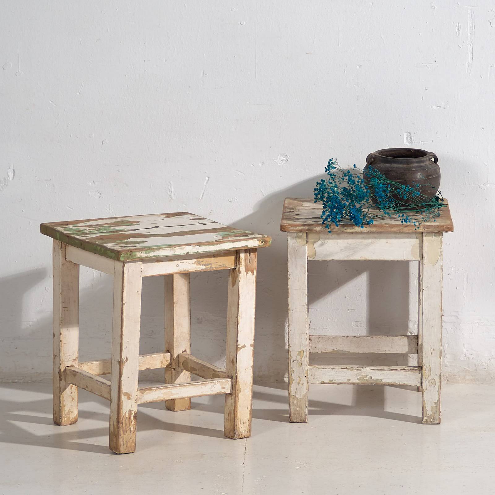 Antique white coffee tables (circa 1920). 2-piece set