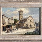 Ancien Tableau Eglise de Chapaize (Saône-et-Loire) Maréchal ferrant HSP signé