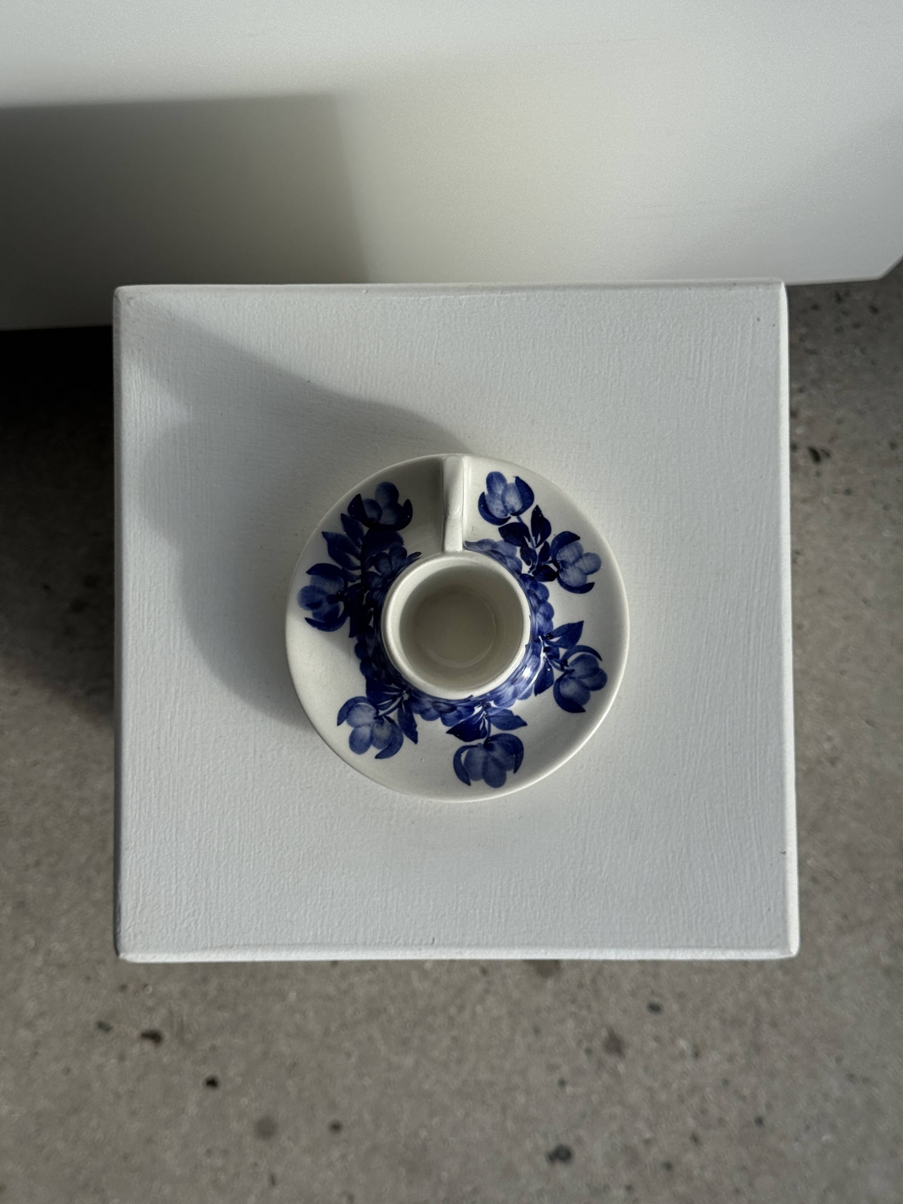 Vintage blue and white hand-held egg cup Poland D13