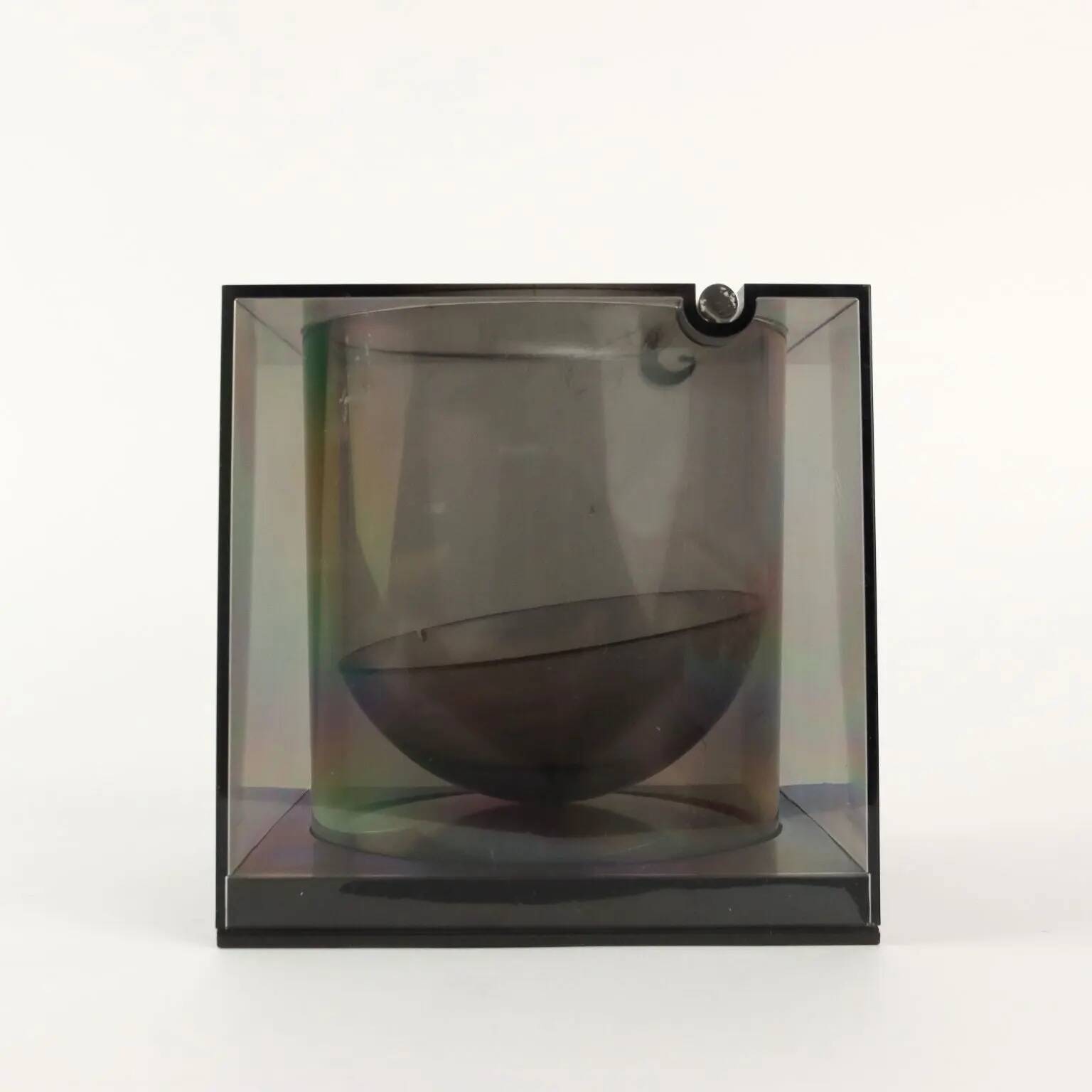 Seau à glace vintage design Cini & Nils Milan en plexiglas Italie années 1980
