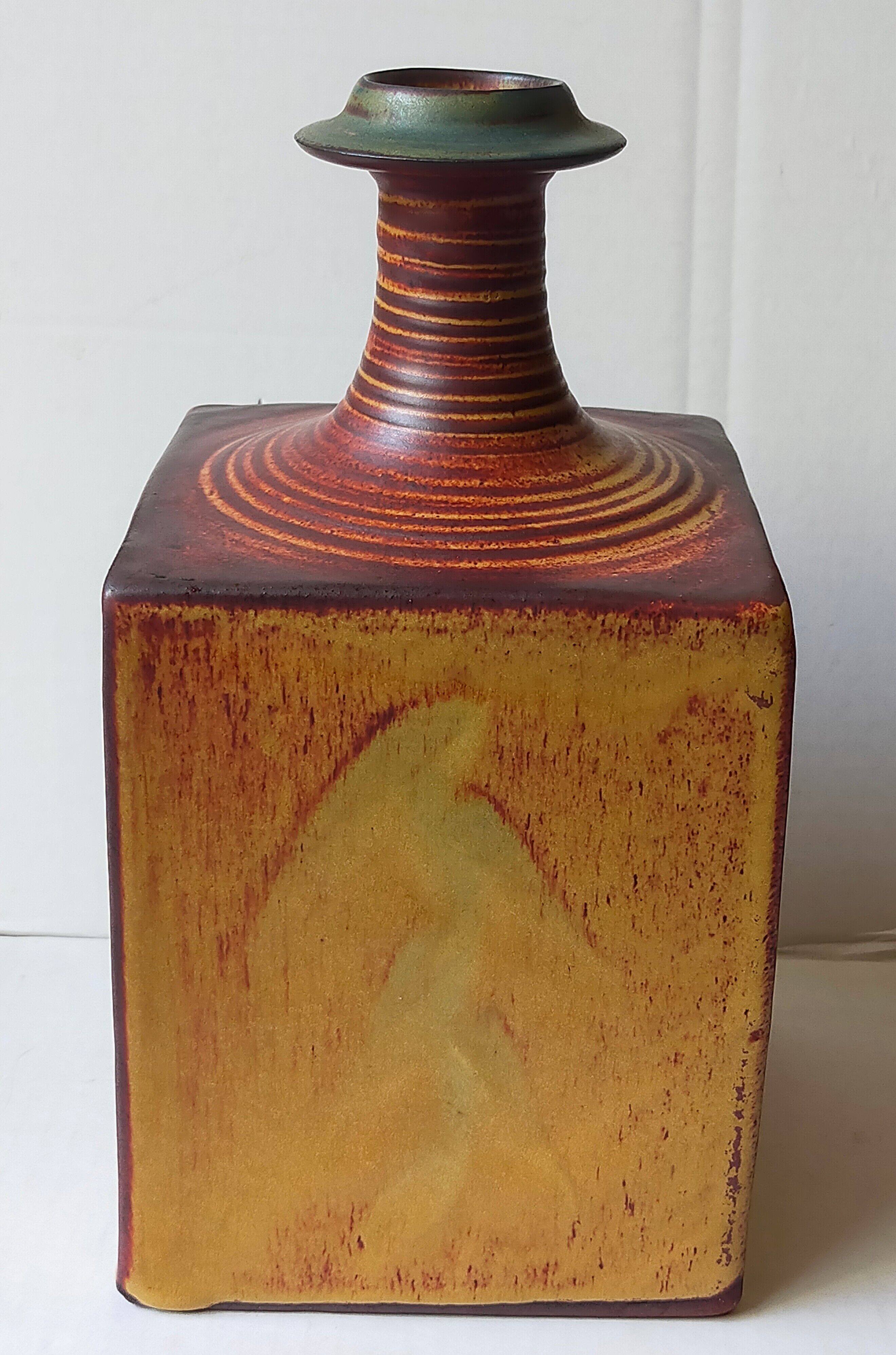 Vintage Scandinavian enamelled earth soliflore vase