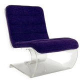 Fauteuil Space Age en plexiglas avec coussin mauve, 1970