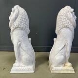 Pair of Renaissance style terracotta lion sculptures, 1950s
