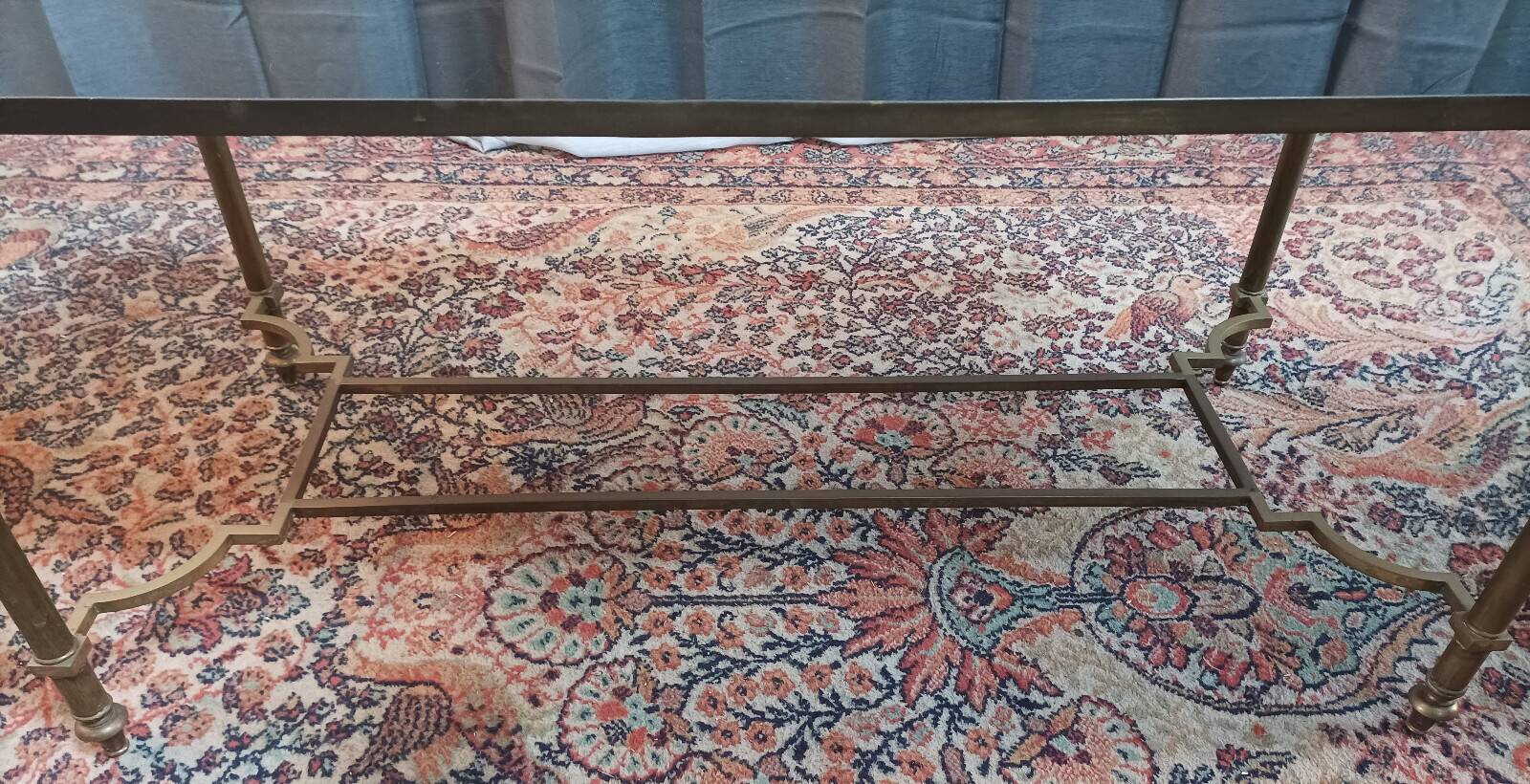 Vintage coffee table in brass and glass