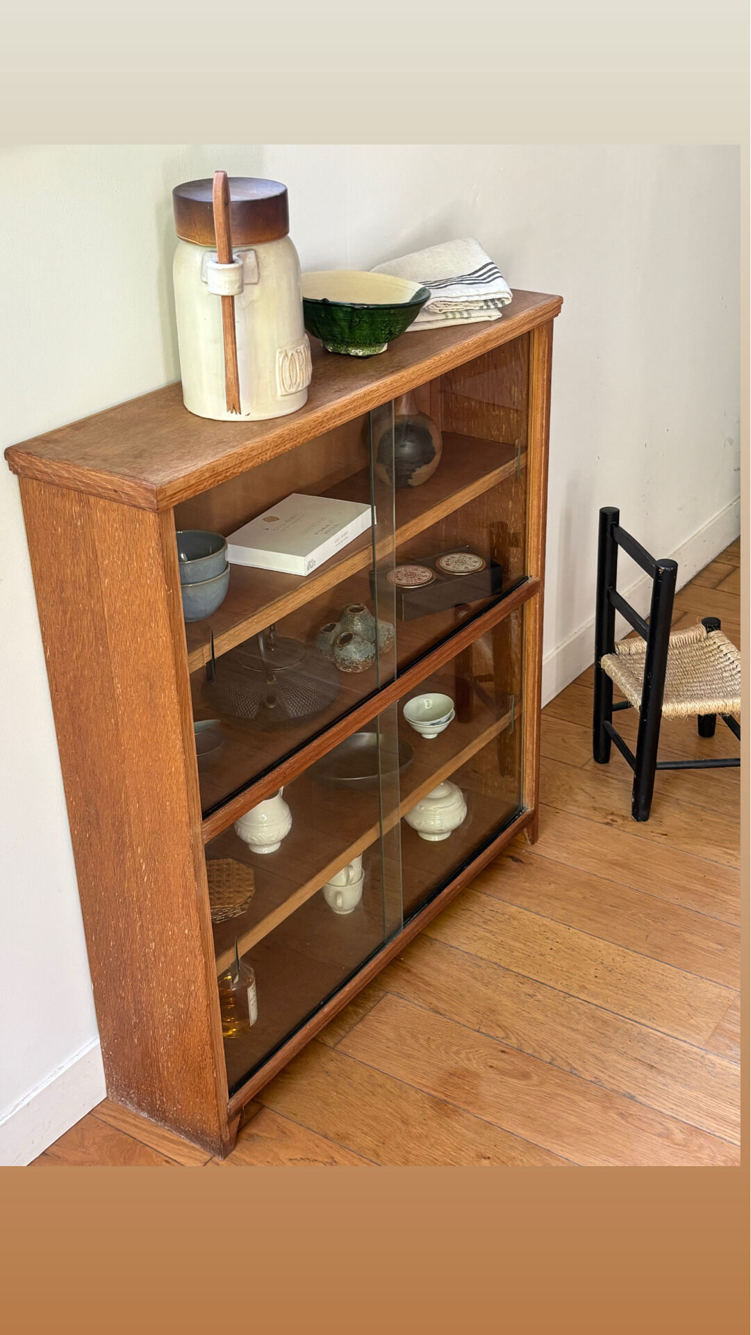 Modernist oak display cabinet - 1950s-60s