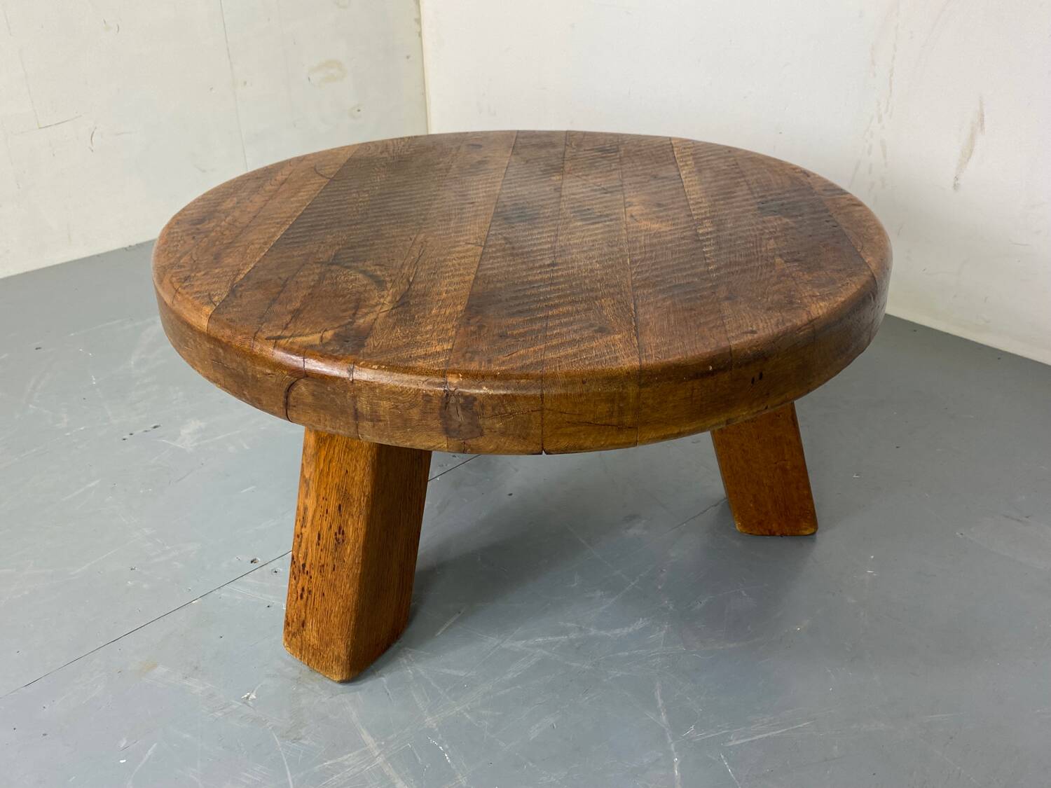 Vintage Brutalist Rustic Wabi-Sabi Oak Coffee Table, France, 1950s