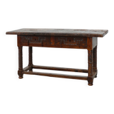 Spanish Oak Side Table or Console, 17th Century