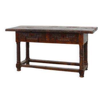 Spanish Oak Side Table or Console, 17th Century