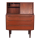 Danish teak secretaire with mirror and pull out desk, 1960s Danish teak secretaire with mirror
