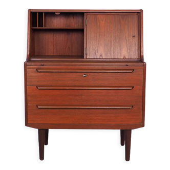 Danish teak secretaire with mirror and pull out desk, 1960s Danish teak secretaire with mirror