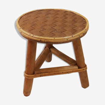 Plant holder or stool child tripod in rattan and bamboo