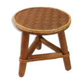 Porte-plante ou tabouret enfant tripode en rotin et bambou