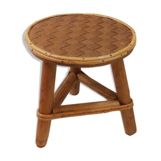 Plant holder or stool child tripod in rattan and bamboo