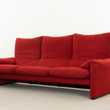 Maralunga 3-seater Sofa red by Vico Magistretti for Cassina, Italy