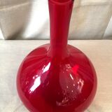 Bottle or onion red soliflore with vintage murano wooden cap