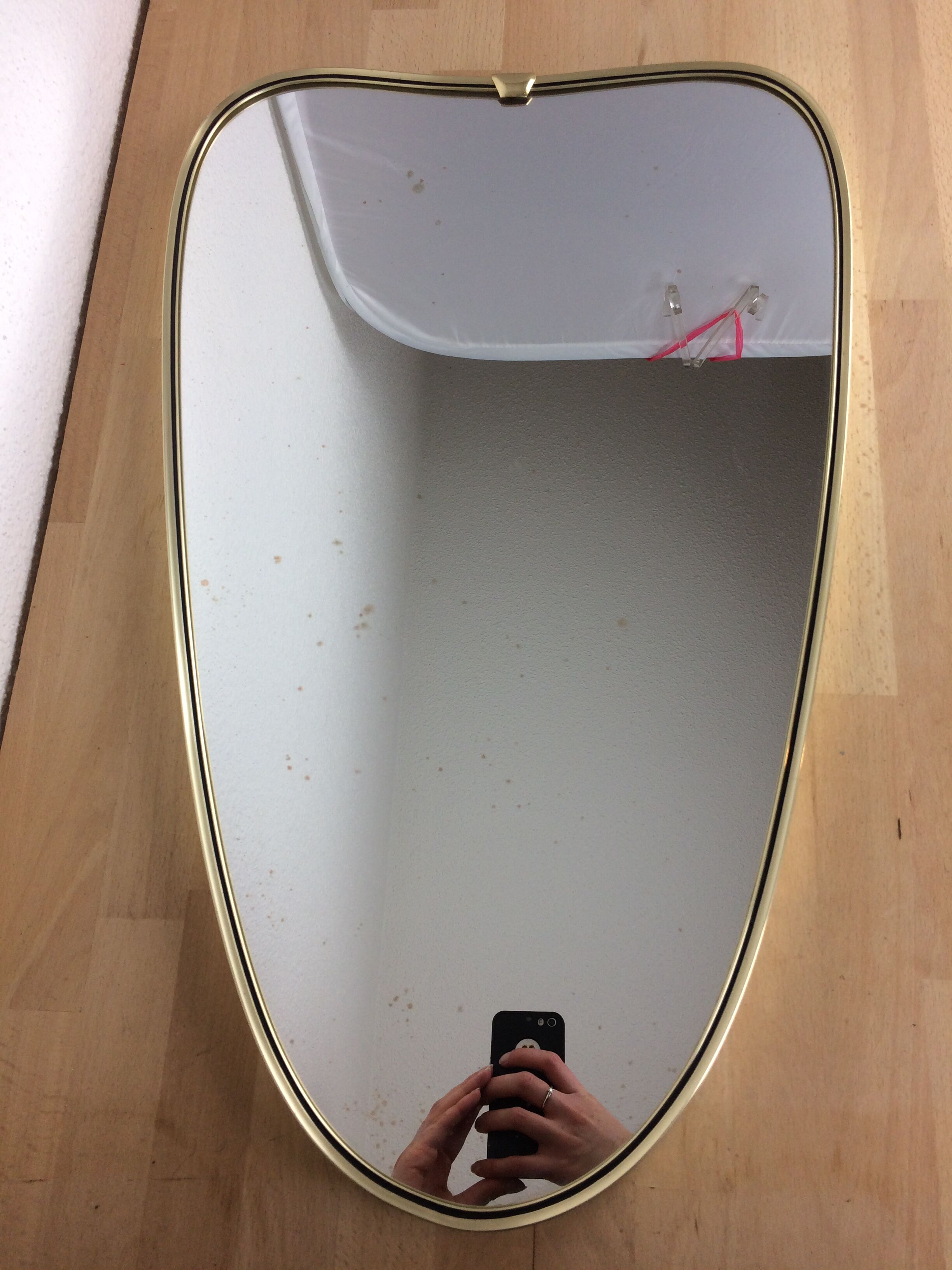 Mirror mirror free form of the 50s, brass, vintage