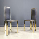 Vintage French brass dining chairs, set of 6 - 1970s