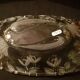 Oval bowl in crystal and frosted glass, pink and frosted.
