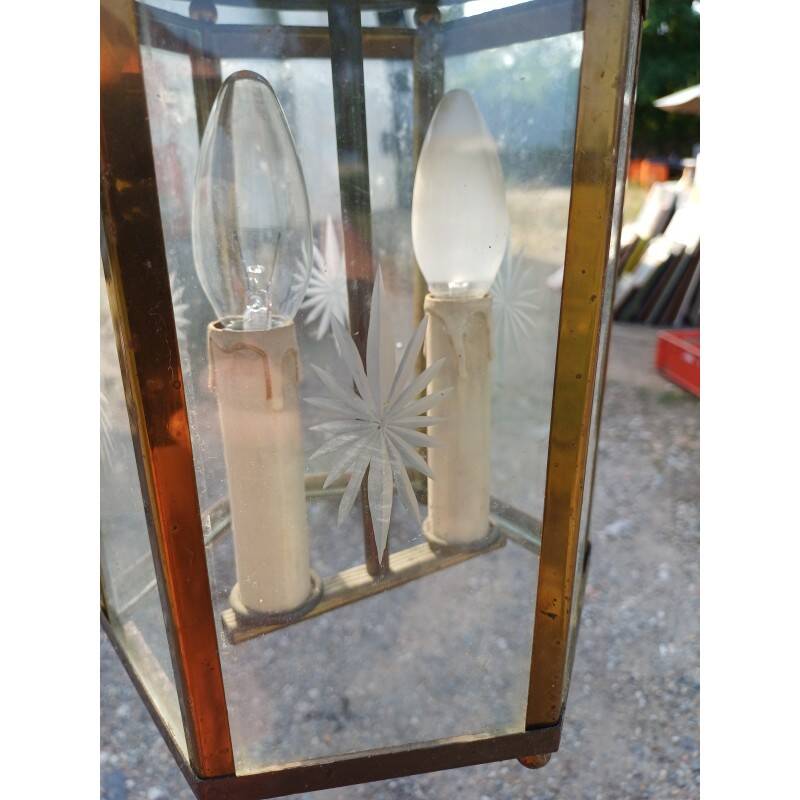 Brass and crystal pendant light