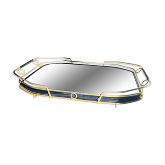 gold metal mirror serving tray